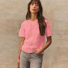 Load image into Gallery viewer, Blush Pink Textured Floral Cornelli Embroidered Short Sleeve
