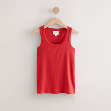 Load image into Gallery viewer, Red Floral Cotton Rib Vest Short Set Pyjamas
