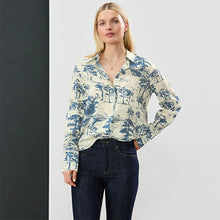 Load image into Gallery viewer, Blue Scenic Print Long Sleeve Button Down Shirt
