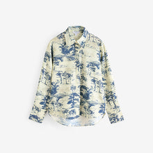 Load image into Gallery viewer, Blue Scenic Print Long Sleeve Button Down Shirt
