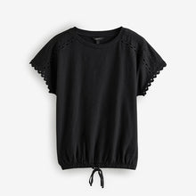 Load image into Gallery viewer, Black Short Sleeve Bubble Hem T-Shirt
