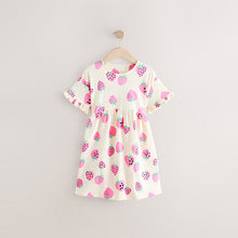 Load image into Gallery viewer, Pink Strawberry Short Sleeve Jersey Summer Dress (4-12yrs)
