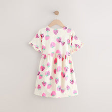 Load image into Gallery viewer, Pink Strawberry Short Sleeve Jersey Summer Dress (4-12yrs)
