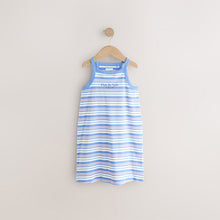 Load image into Gallery viewer, Blue/Pink Stripe Rib Racer Summer Dress (4-12yrs)
