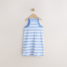 Load image into Gallery viewer, Blue/Pink Stripe Rib Racer Summer Dress (4-12yrs)
