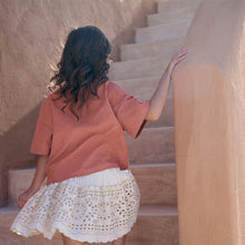 Load image into Gallery viewer, Rust Brown Embroidered Shells 100% Cotton T-Shirt (5-12yrs)
