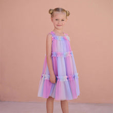 Load image into Gallery viewer, Rainbow Pink Tiered Strappy Mesh Dress (3-12yrs)
