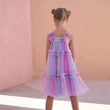 Load image into Gallery viewer, Rainbow Pink Tiered Strappy Mesh Dress (3-12yrs)

