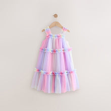 Load image into Gallery viewer, Rainbow Pink Tiered Strappy Mesh Dress (3-12yrs)

