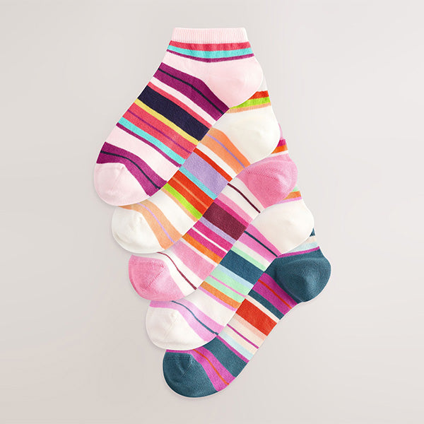 Multi Bright Stripe Trainer Socks 5 Pack