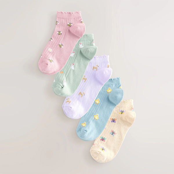 Spring Animals Trainer Socks 5 Pack