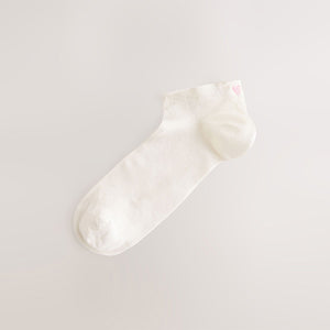 Ecru/Hearts Embroidered Motif Trainers Socks 4 Pack