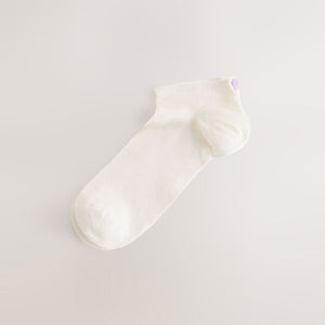 Ecru/Hearts Embroidered Motif Trainers Socks 4 Pack