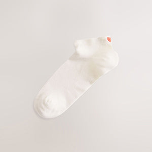 Ecru/Hearts Embroidered Motif Trainers Socks 4 Pack