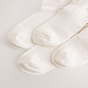 Ecru/Hearts Embroidered Motif Trainers Socks 4 Pack