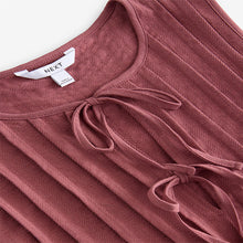 Load image into Gallery viewer, Rose Pink Pintuck Sleeveless Tie Front 100% Cotton Top
