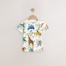 Load image into Gallery viewer, Blue/Yellow Safari Animals Short Sleeve T-Shirts 3 Pack (6mths-5yrs)

