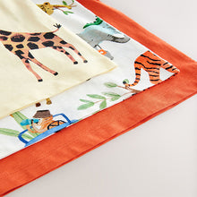 Load image into Gallery viewer, Blue/Yellow Safari Animals Short Sleeve T-Shirts 3 Pack (6mths-5yrs)

