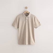 Load image into Gallery viewer, Neutral Marl Regular Fit Short Sleeve Pique Polo Shirt
