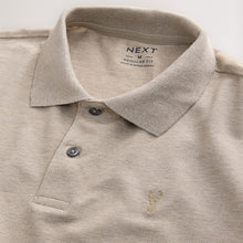 Load image into Gallery viewer, Neutral Marl Regular Fit Short Sleeve Pique Polo Shirt

