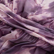 Load image into Gallery viewer, Pink/Purple Pleated Mesh Print V-Neck Occasion Midi Dress
