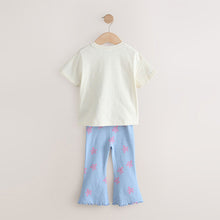 Load image into Gallery viewer, Blue/Ecru Bluey Short Sleeve T Shirt and Flare Leggings Set (3mths-6yrs)
