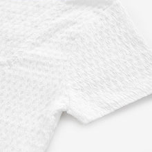 Load image into Gallery viewer, White Textured Short Sleeve Square Neck T-Shirt
