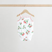 Load image into Gallery viewer, White Strawberry 5 Pack Vest Baby Bodysuits
