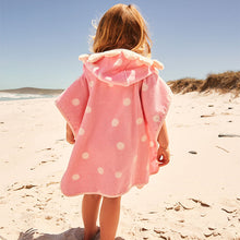 Load image into Gallery viewer, Pink Strawberry Towelling 100% Cotton Poncho (9mths-6yrs)
