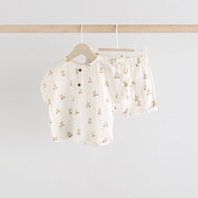 Load image into Gallery viewer, Neutral Bear Print Top and Shorts Baby Set (0mths-18mth)
