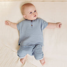 Load image into Gallery viewer, Denim Blue Top and Shorts Baby Set (0mths-18mth)
