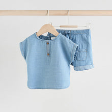 Load image into Gallery viewer, Denim Blue Top and Shorts Baby Set (0mths-18mth)
