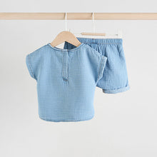 Load image into Gallery viewer, Denim Blue Top and Shorts Baby Set (0mths-18mth)
