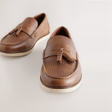 Load image into Gallery viewer, Tan Brown Embossed Tassel Loafers
