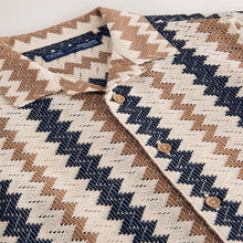Load image into Gallery viewer, Brown Zig Zag Stripe Short Sleeves Textured Shirt (3mths-6yrs)
