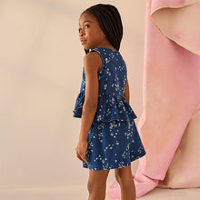 Load image into Gallery viewer, Blue Denim 100% Cotton Ditsy Floral Waistcoat Set (3-12yrs)
