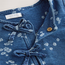 Load image into Gallery viewer, Blue Denim 100% Cotton Ditsy Floral Waistcoat Set (3-12yrs)
