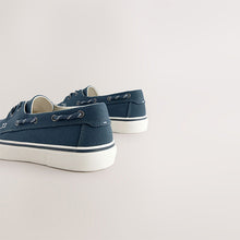 Load image into Gallery viewer, Navy Canvas Boat Shoes
