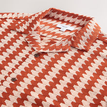 Load image into Gallery viewer, Orange Stripe Crochet Short Sleeve Shirt
