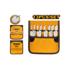 Load image into Gallery viewer, INGCO 13 PCS FLAT WOOD DRILL BITS SET
