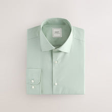 Load image into Gallery viewer, Green Slim Fit Easy Care Single Cuff Smart Shirt
