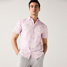 Load image into Gallery viewer, Light Pink Bird Conversational Regular Fit Short Sleeve Shirt
