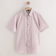 Load image into Gallery viewer, Light Pink Tonal Stripe Regular Fit 100% Cotton Short Sleeve Textured Shirt
