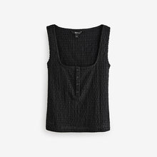 Load image into Gallery viewer, Black Textured Henley Detail Tank
