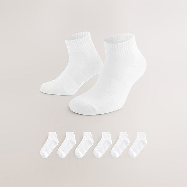 White Essential Mid Trainer Socks 6 Pack