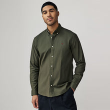 Load image into Gallery viewer, Khaki Green Stretch Oxford Long Sleeve Shirt
