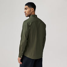 Load image into Gallery viewer, Khaki Green Stretch Oxford Long Sleeve Shirt
