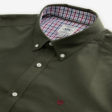 Load image into Gallery viewer, Khaki Green Stretch Oxford Long Sleeve Shirt
