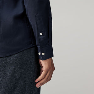 Navy Blue Stretch Oxford Long Sleeve Shirt