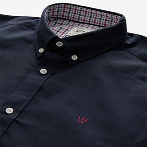 Navy Blue Stretch Oxford Long Sleeve Shirt